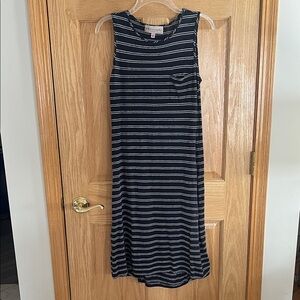 Philosophy - Navy Blue & White Striped Sleeveless Dress - Small